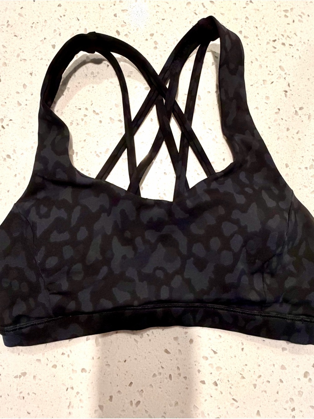 Lululemon Women's Strappy Black Leopard Sports Bra Size 4